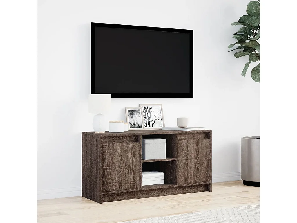 Meuble TV avec LED chêne marron 100x34x50 cm bois d'ingénierie