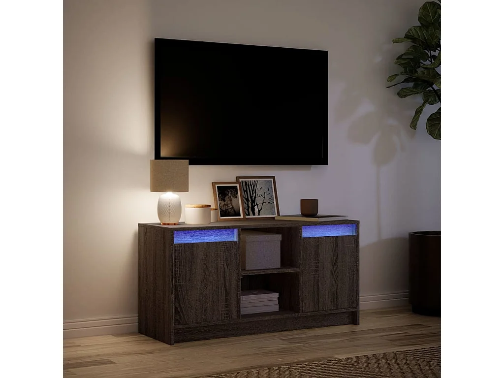 Meuble TV avec LED chêne marron 100x34x50 cm bois d'ingénierie