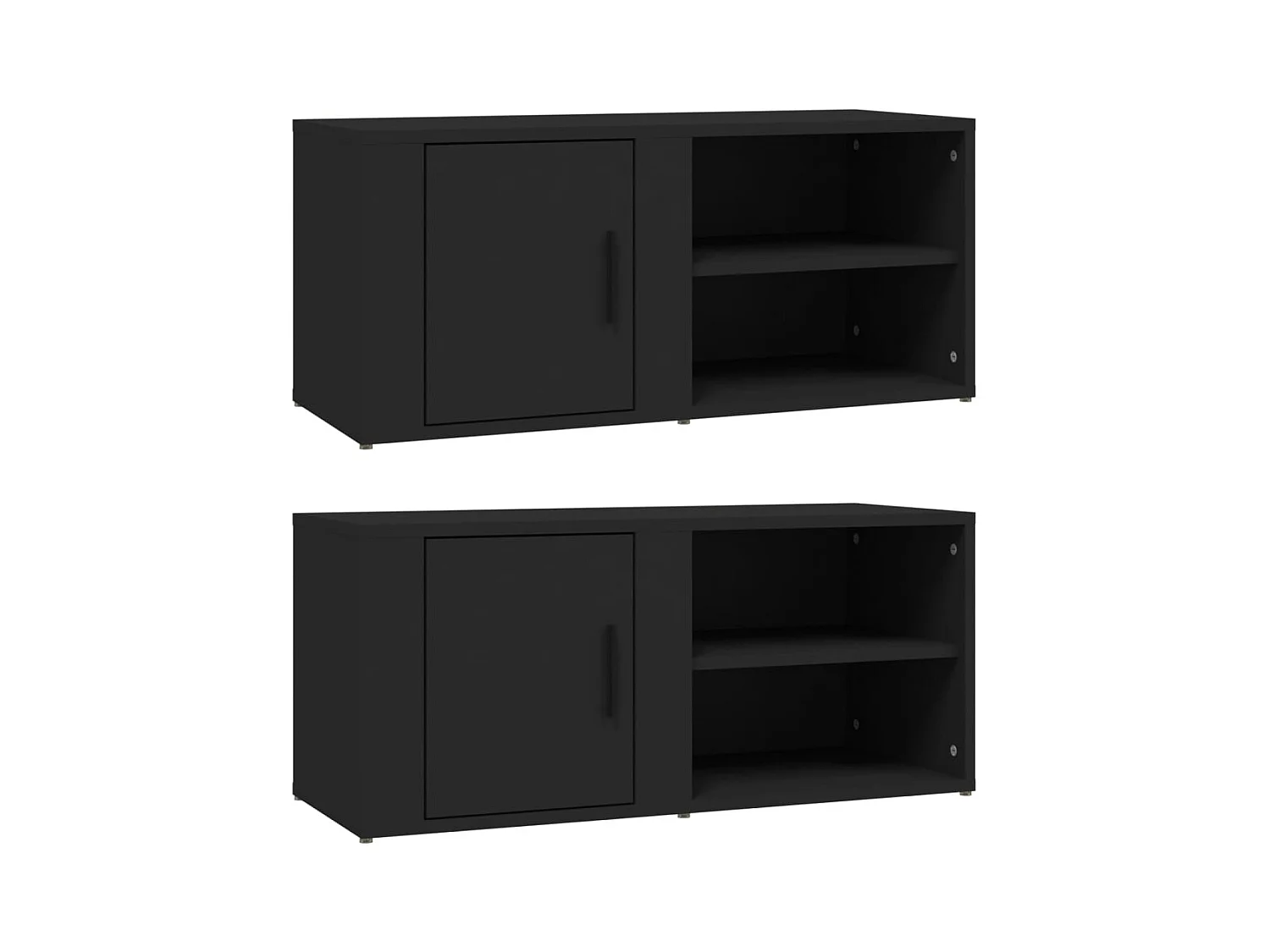 Mueble de TV 2 piezas Negro 80x31,5x36 cm Madera de Ingeniería