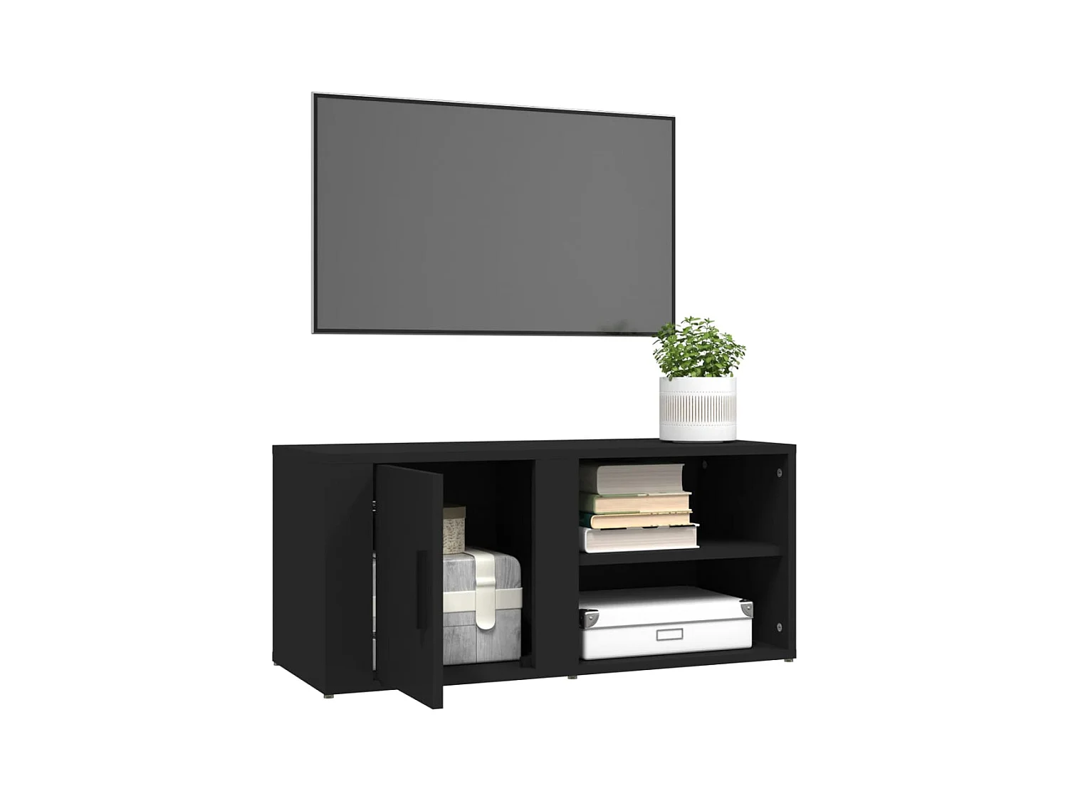 Mueble de TV 2 piezas Negro 80x31,5x36 cm Madera de Ingeniería