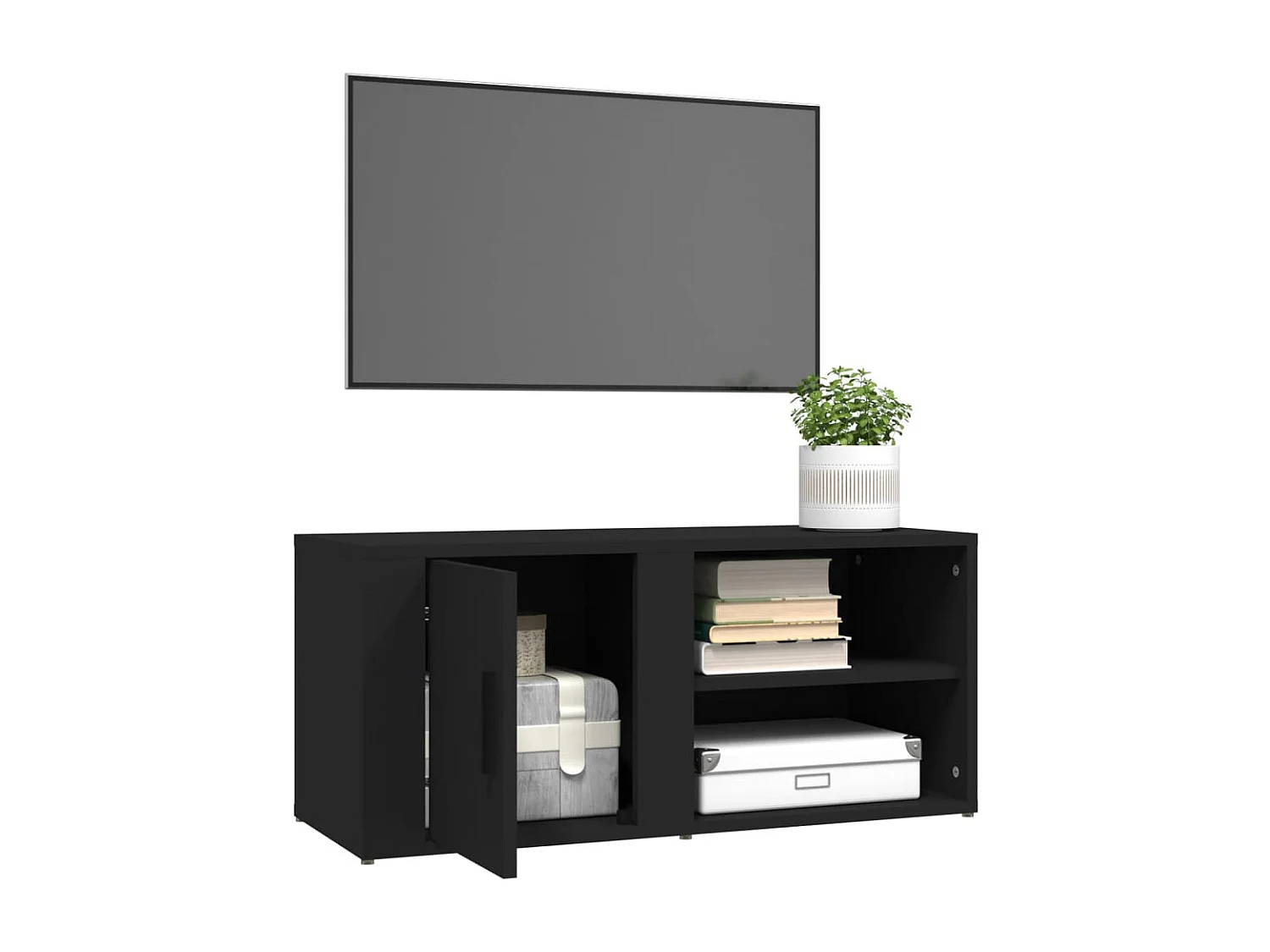 Mobile TV 2 pezzi Nero 80x31,5x36 cm Legno ingegnerizzato