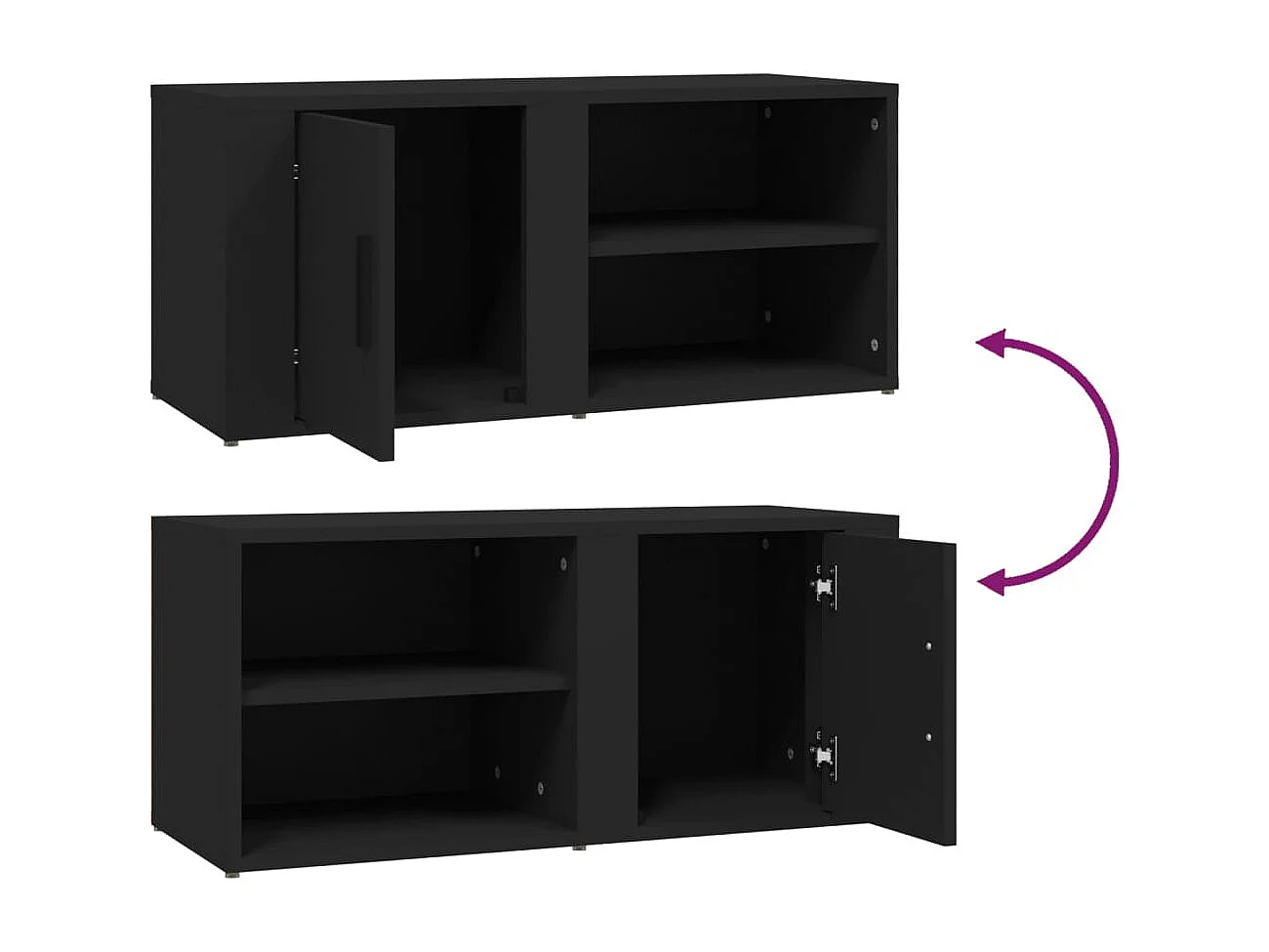 Mobile TV 2 pezzi Nero 80x31,5x36 cm Legno ingegnerizzato