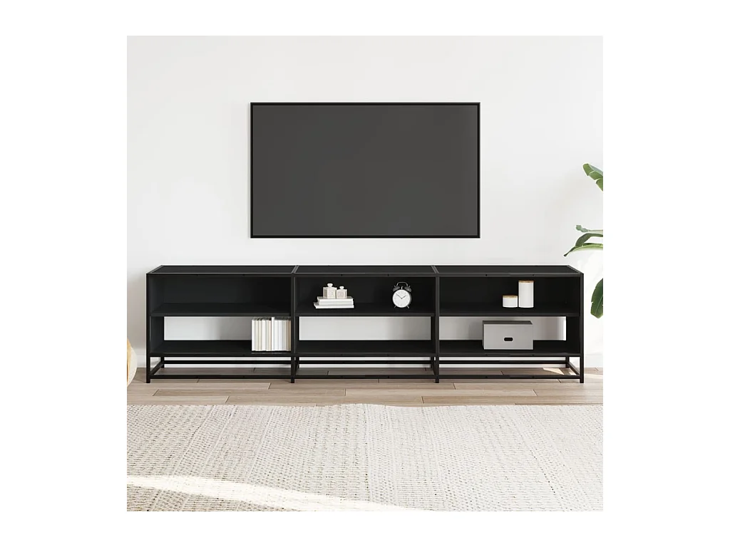 Meuble TV noir 180x40x46 cm bois d'ingénierie