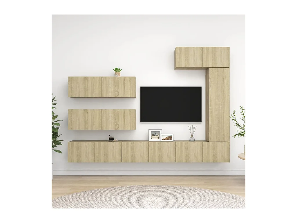 Set di mobili TV da 7 pezzi in legno ingegnerizzato Sonoma Oak