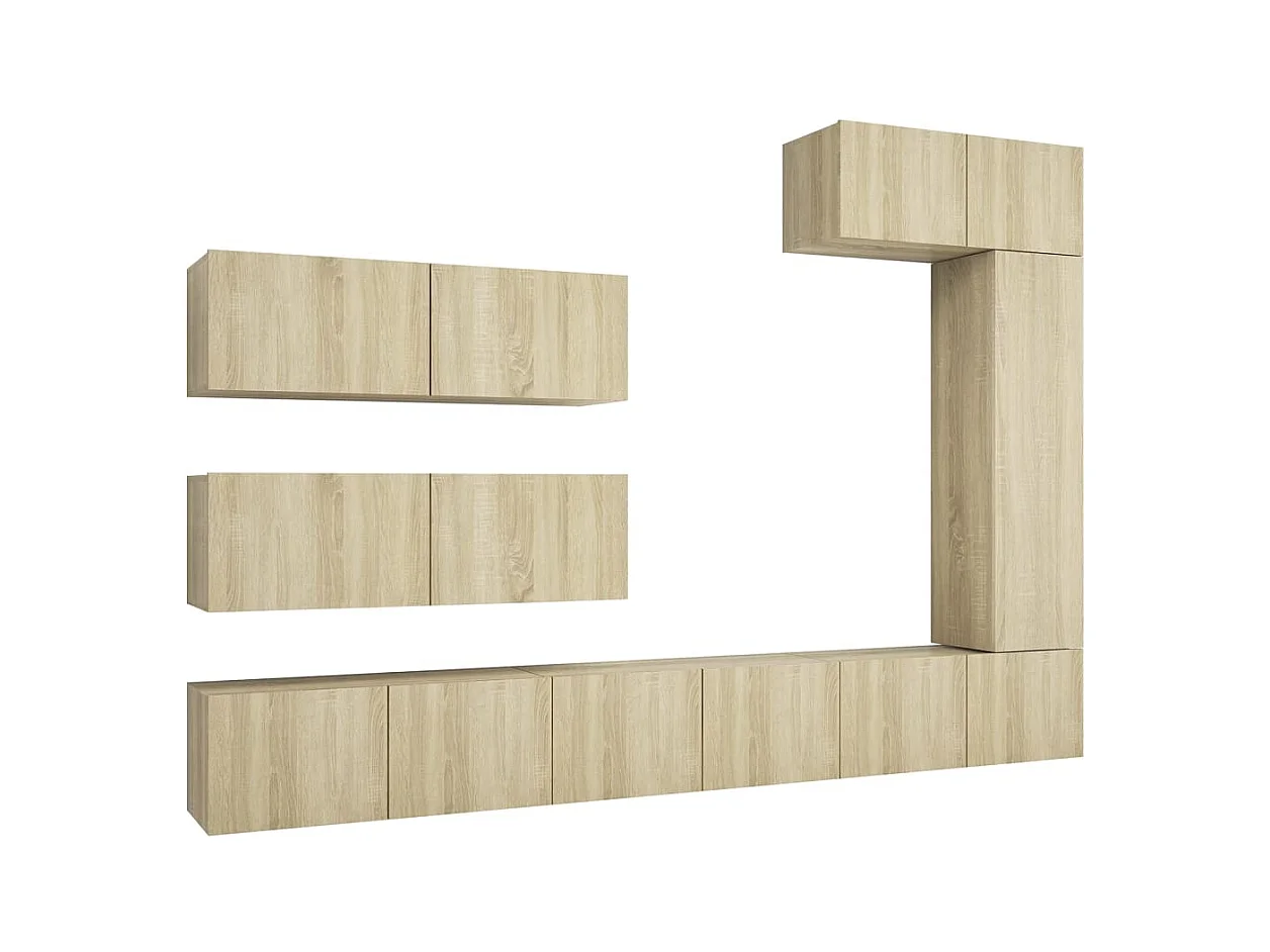Set di mobili TV da 7 pezzi in legno ingegnerizzato Sonoma Oak
