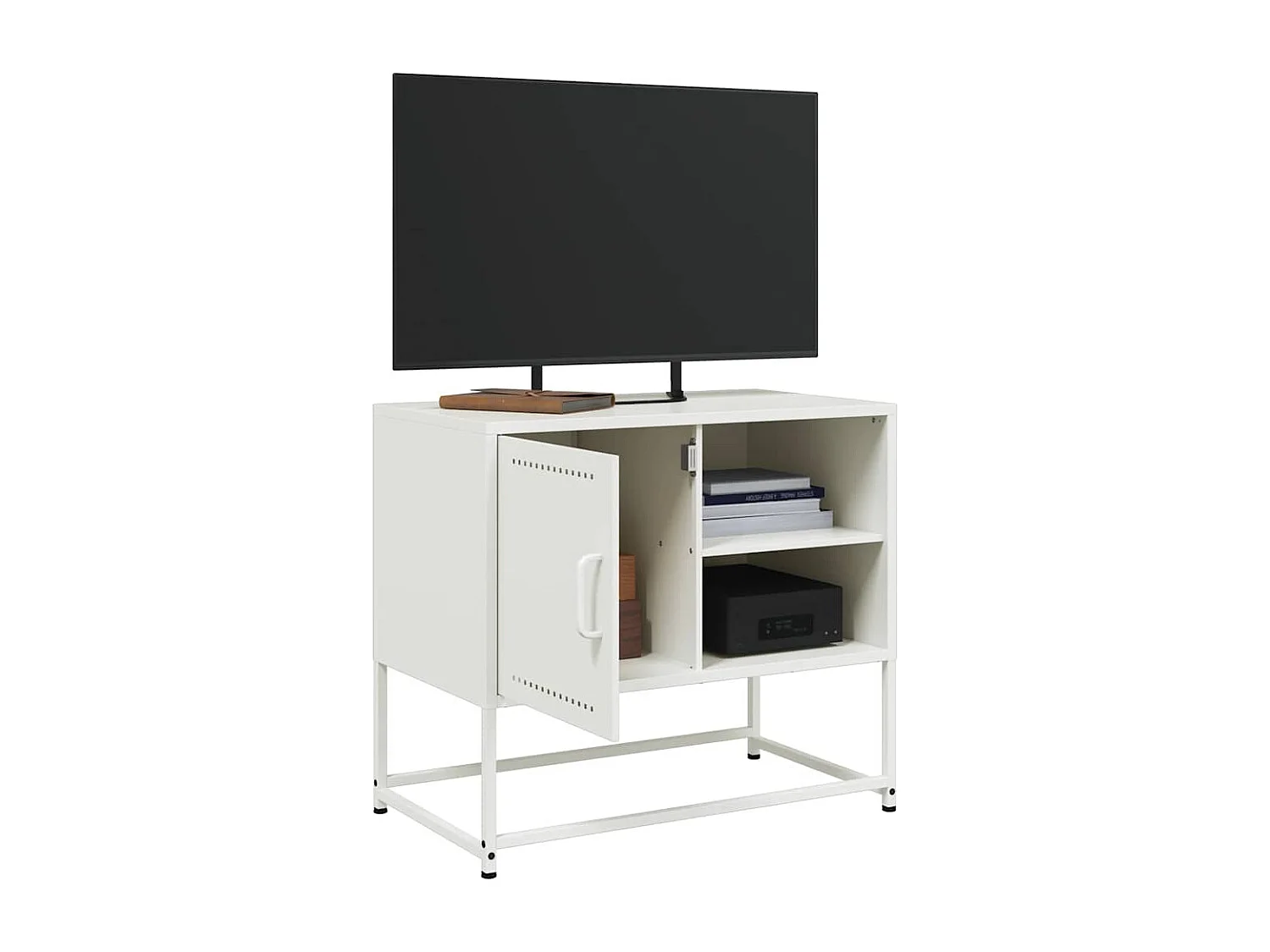 Meuble TV blanc 68x39x60,5 cm acier