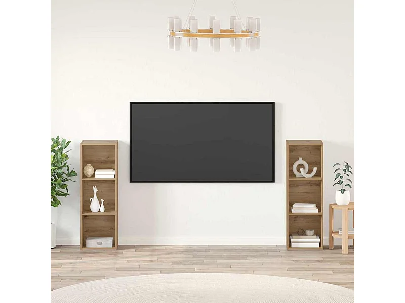 2-delige tv-meubelset, handgemaakt eikenhout, 107 x 35 x 37 cm