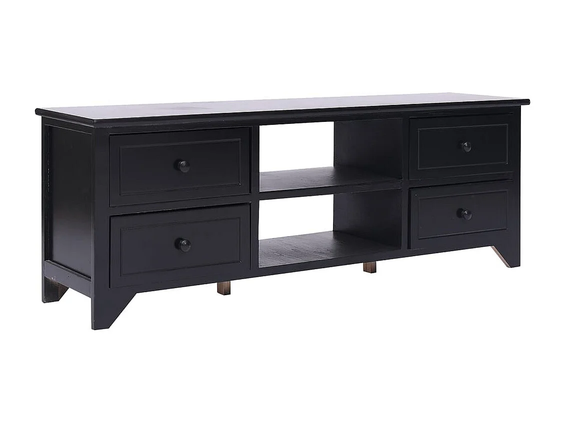 Mueble de TV negro 108x30x40 cm Madera maciza de Paulownia