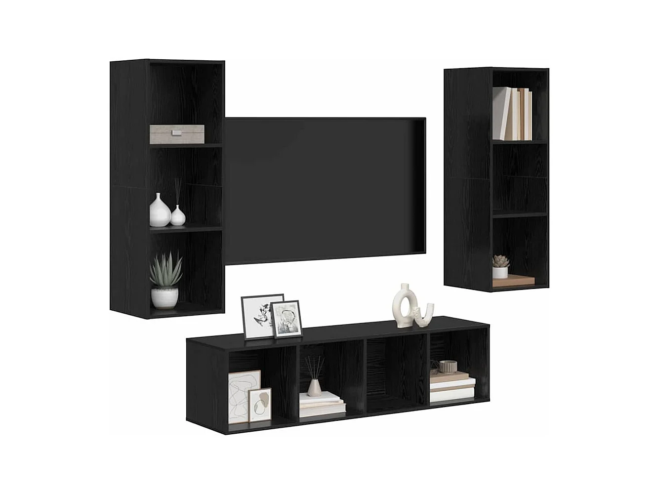 Set di mobili TV da 3 pezzi Rovere nero 37 x 37 x 142,5 cm