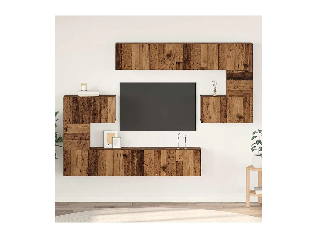 Set di mobili TV da 8 pezzi, legno anticato, 80 x 30 x 30 cm