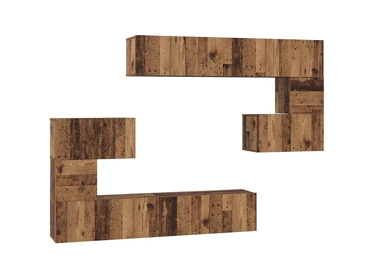 Set di mobili TV da 8 pezzi, legno anticato, 80 x 30 x 30 cm