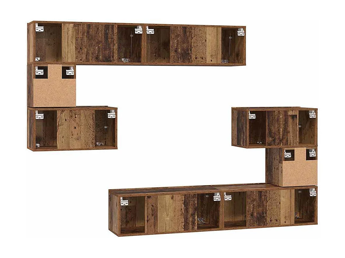 Set di mobili TV da 8 pezzi, legno anticato, 80 x 30 x 30 cm