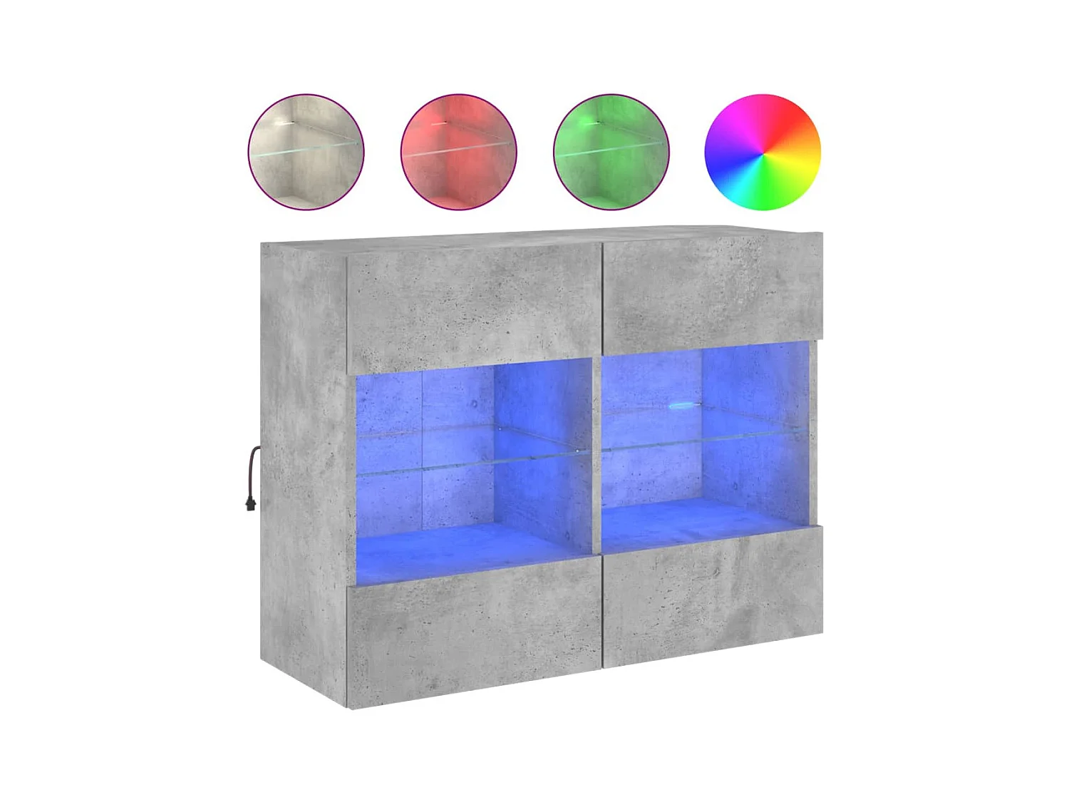 Wandmeubel met ledverlichting, betongrijs, 78,5 x 30 x 60,5 cm