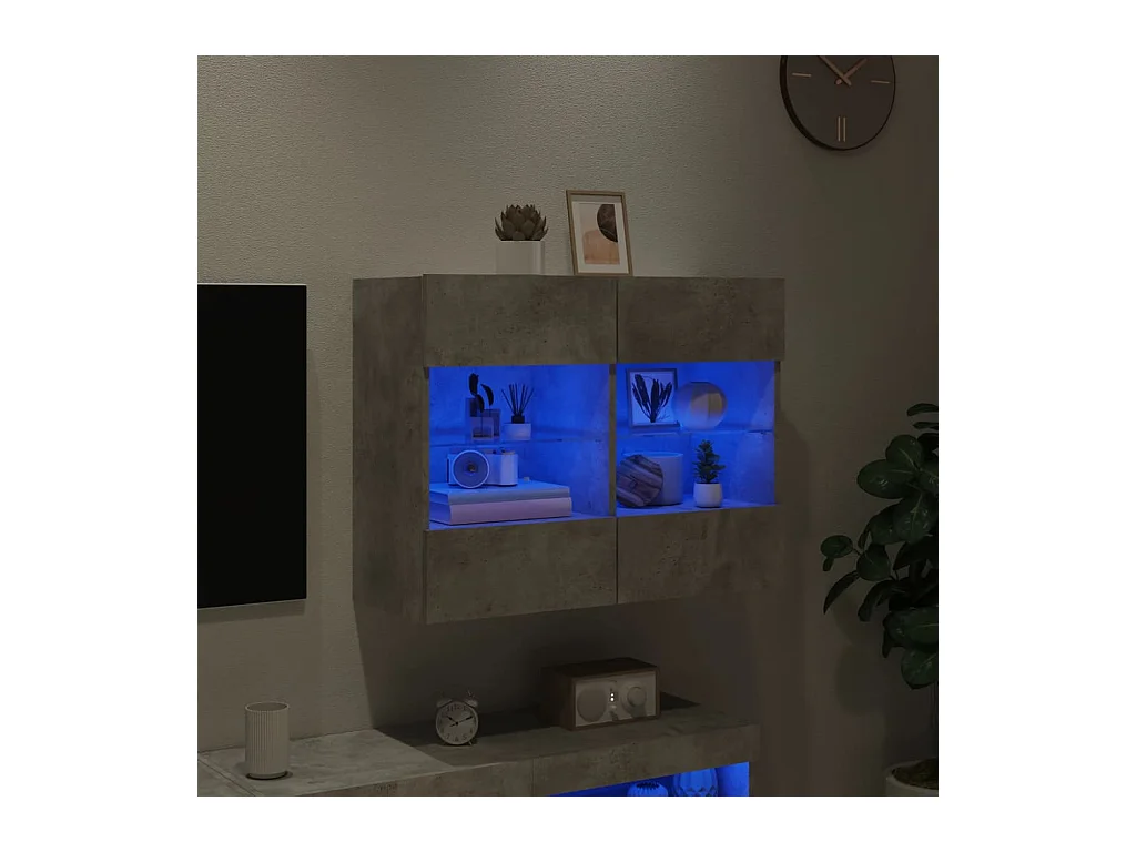 Wandmeubel met ledverlichting, betongrijs, 78,5 x 30 x 60,5 cm