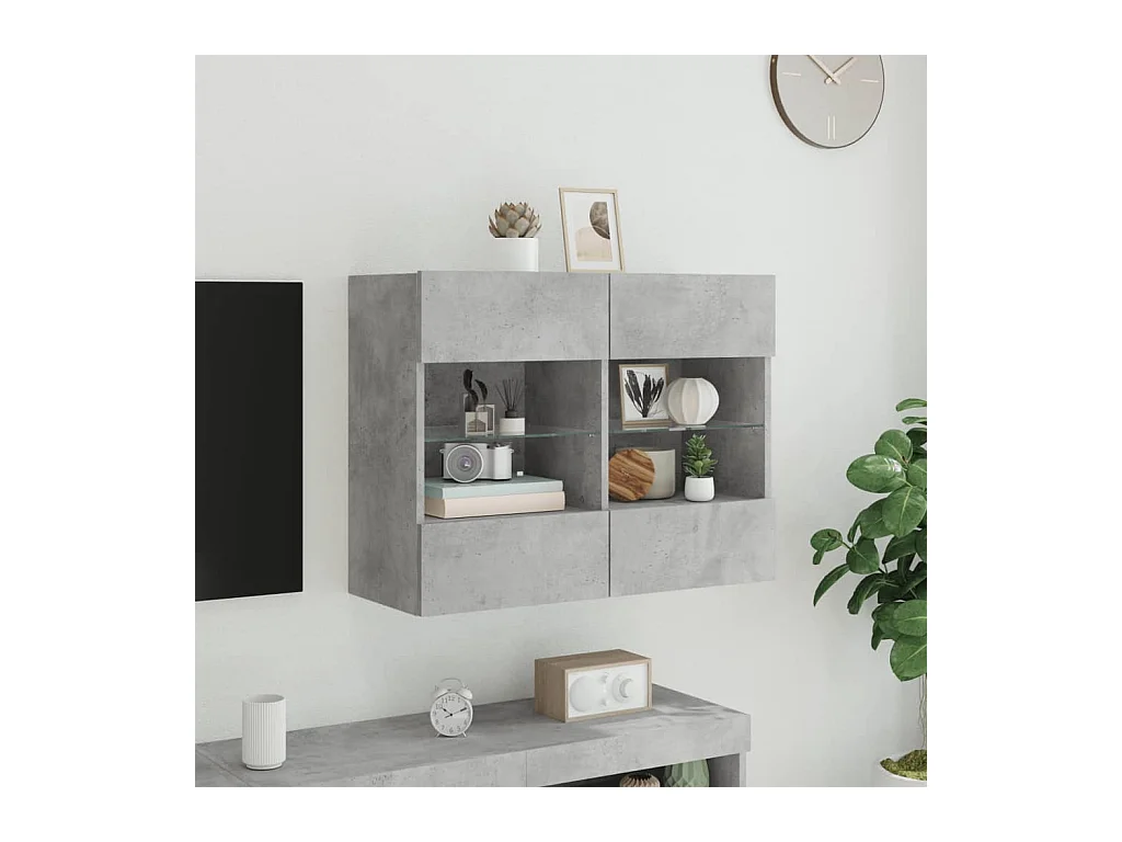 Wandmeubel met ledverlichting, betongrijs, 78,5 x 30 x 60,5 cm