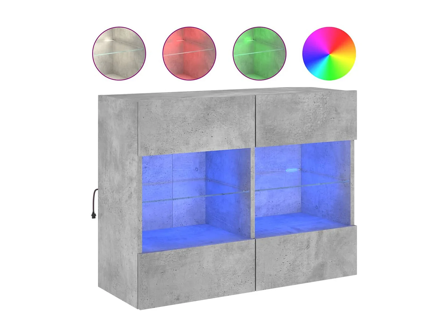 Mueble de TV de pared con luces LED, gris hormigón, 78,5 x 30 x 60,5 cm