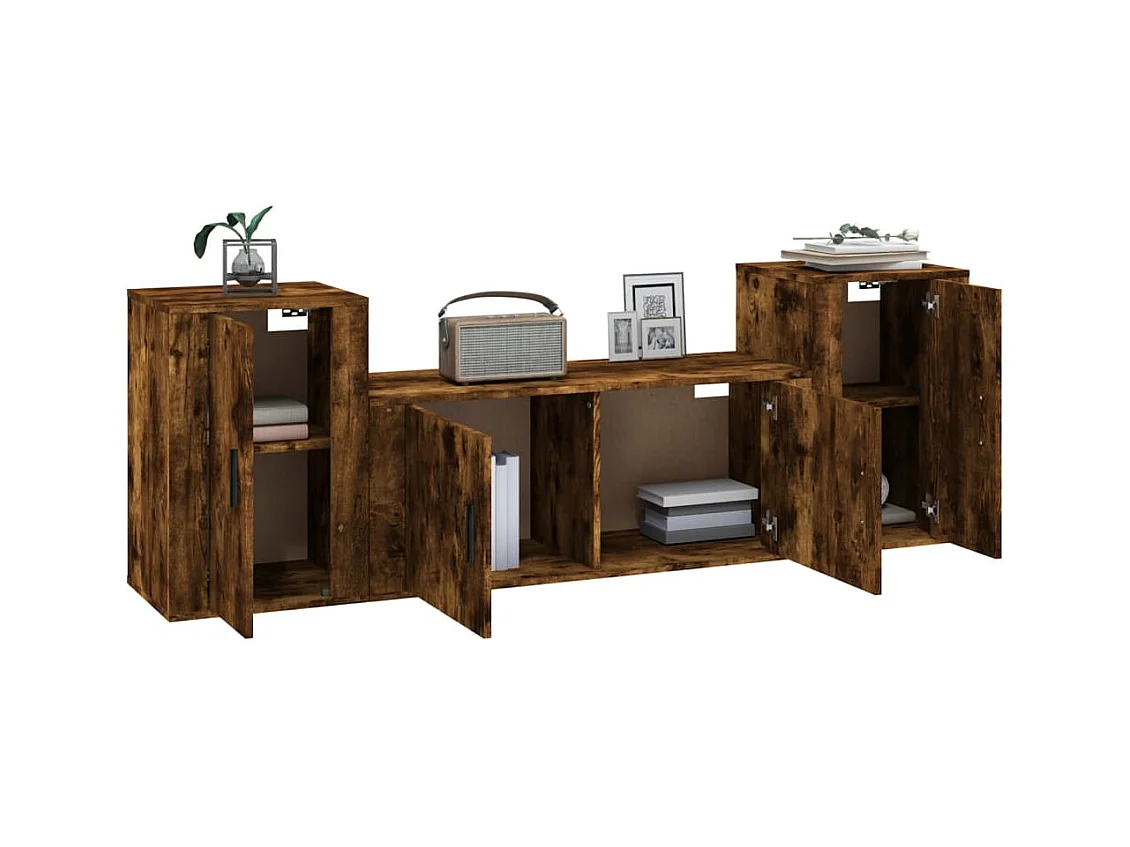 Ensemble de meubles TV 3 pcs Chêne fumé Bois d'ingénierie