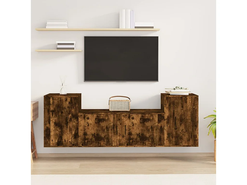 Ensemble de meubles TV 3 pcs Chêne fumé Bois d'ingénierie