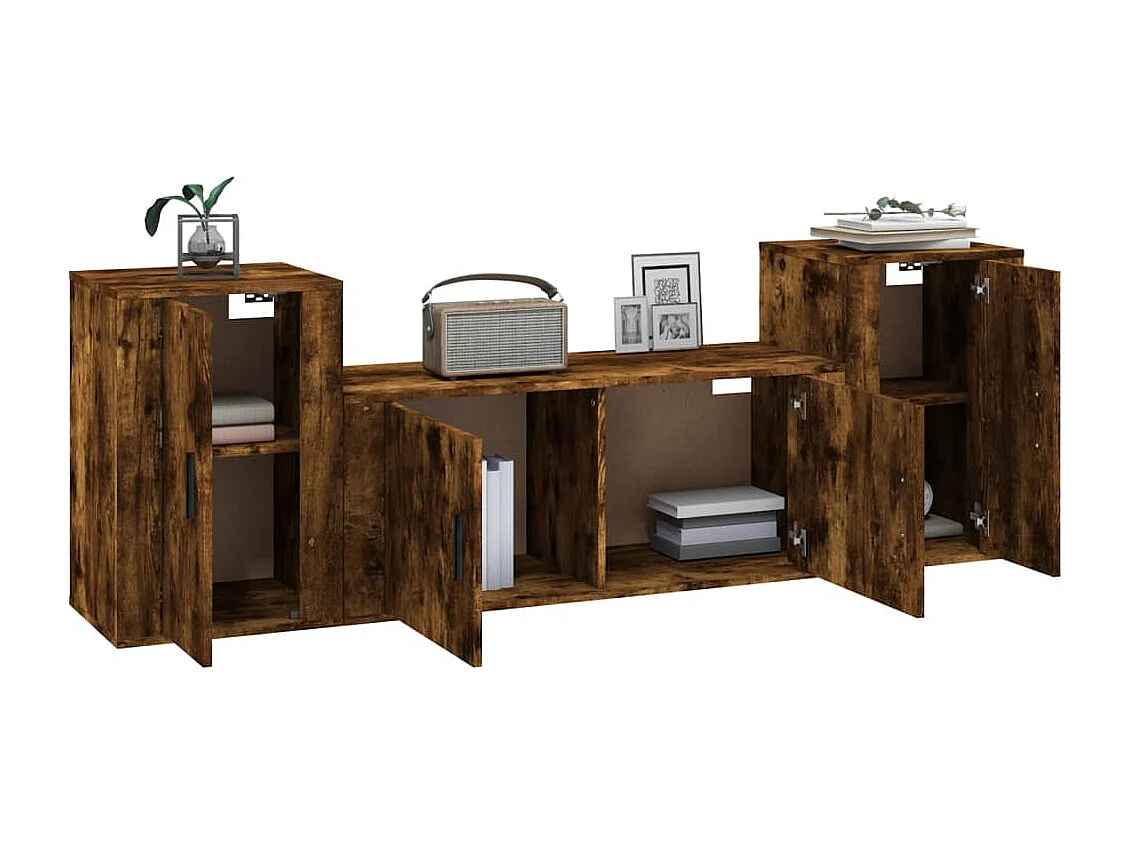 Ensemble de meubles TV 3 pcs Chêne fumé Bois d'ingénierie