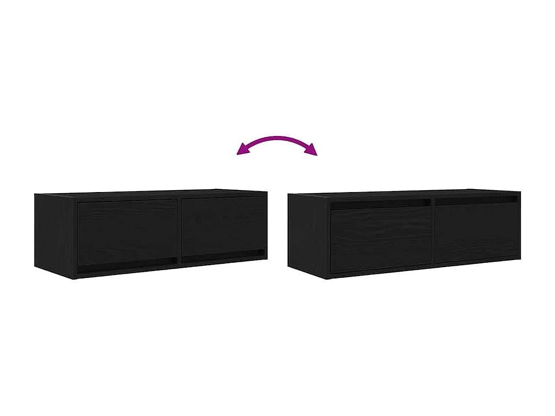 Meuble TV 2 pcs chêne noir 80x31x25,5 cm bois d'ingénierie