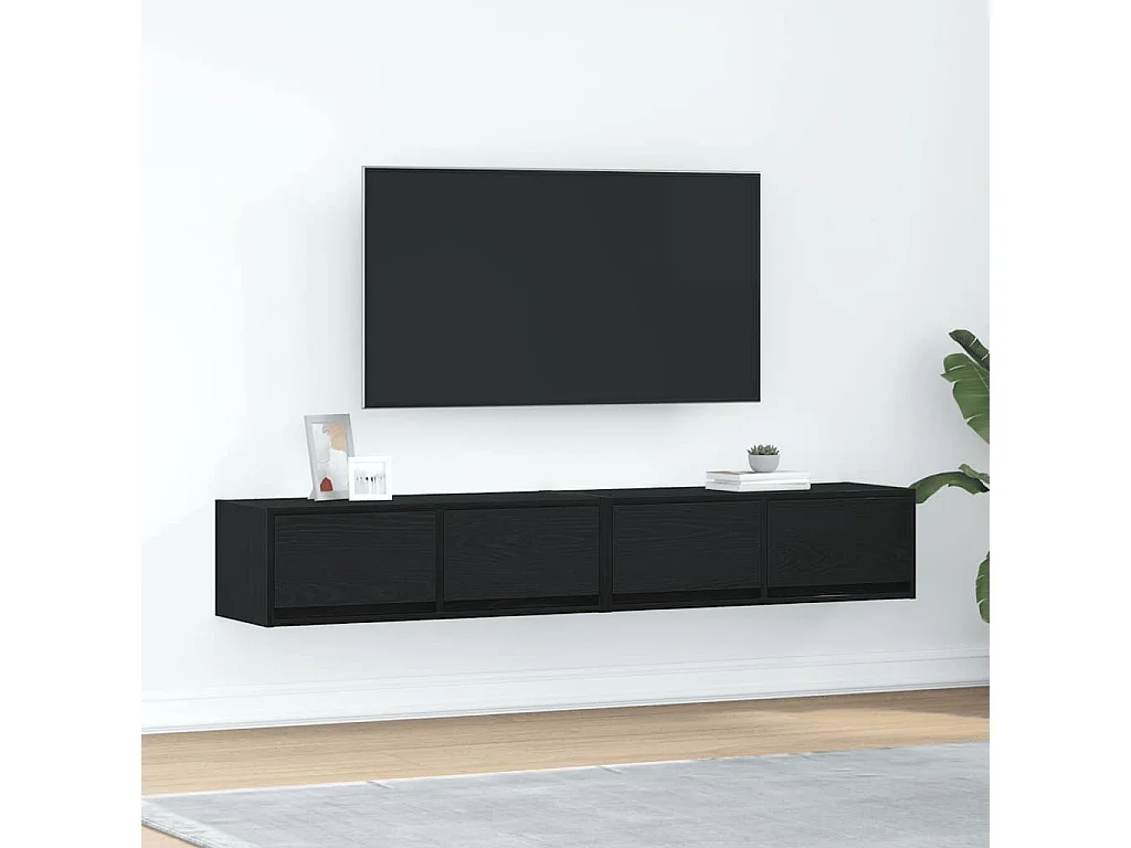Meuble TV 2 pcs chêne noir 80x31x25,5 cm bois d'ingénierie