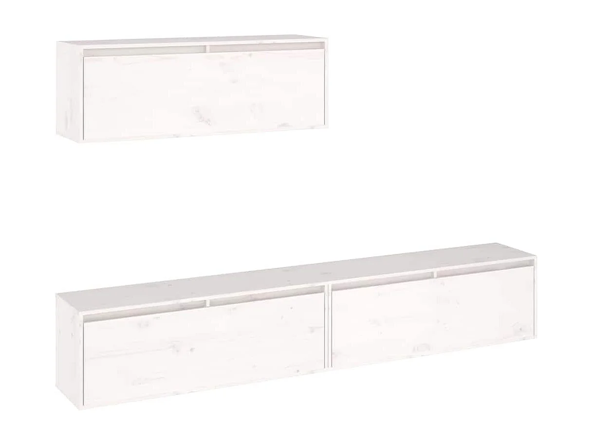 Ensemble de meubles TV 3 pcs blanc bois massif de pin