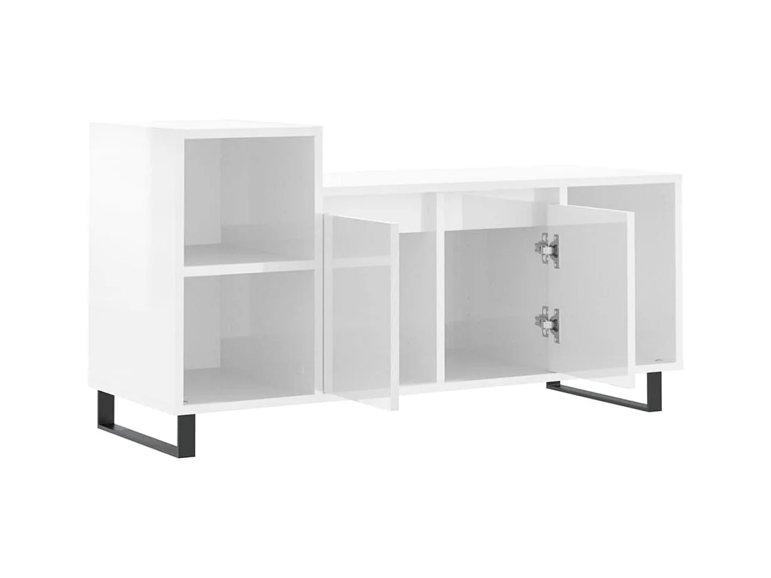 Meuble TV Blanc brillant 100x35x55 cm Bois d'ingénierie