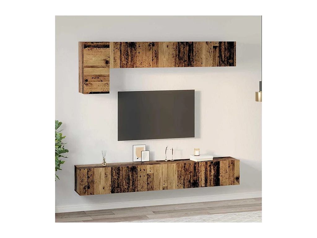 Set di mobili TV da 5 pezzi, legno anticato, 100 x 30 x 30 cm