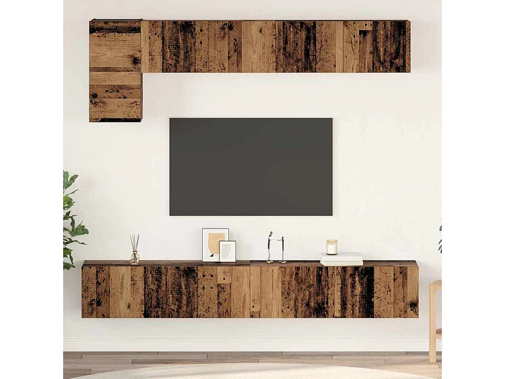 Set di mobili TV da 5 pezzi, legno anticato, 100 x 30 x 30 cm