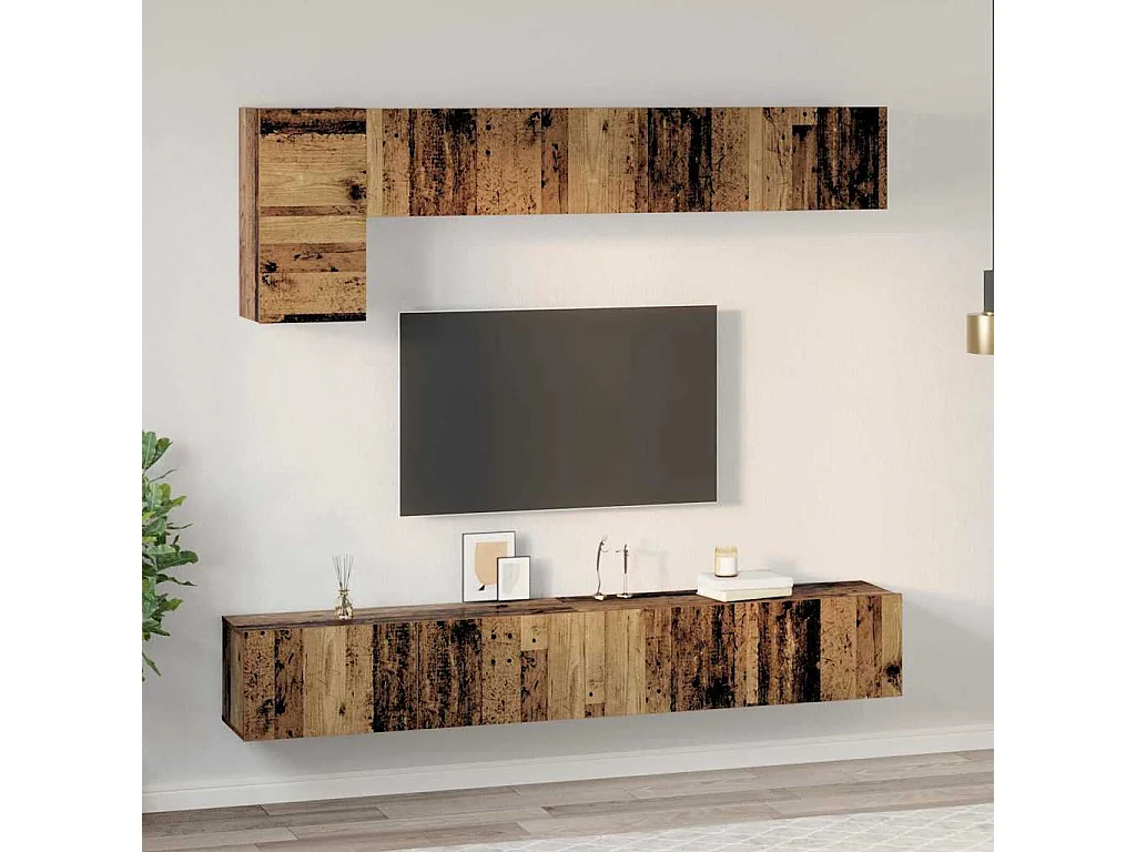 Set di mobili TV da 5 pezzi, legno anticato, 100 x 30 x 30 cm
