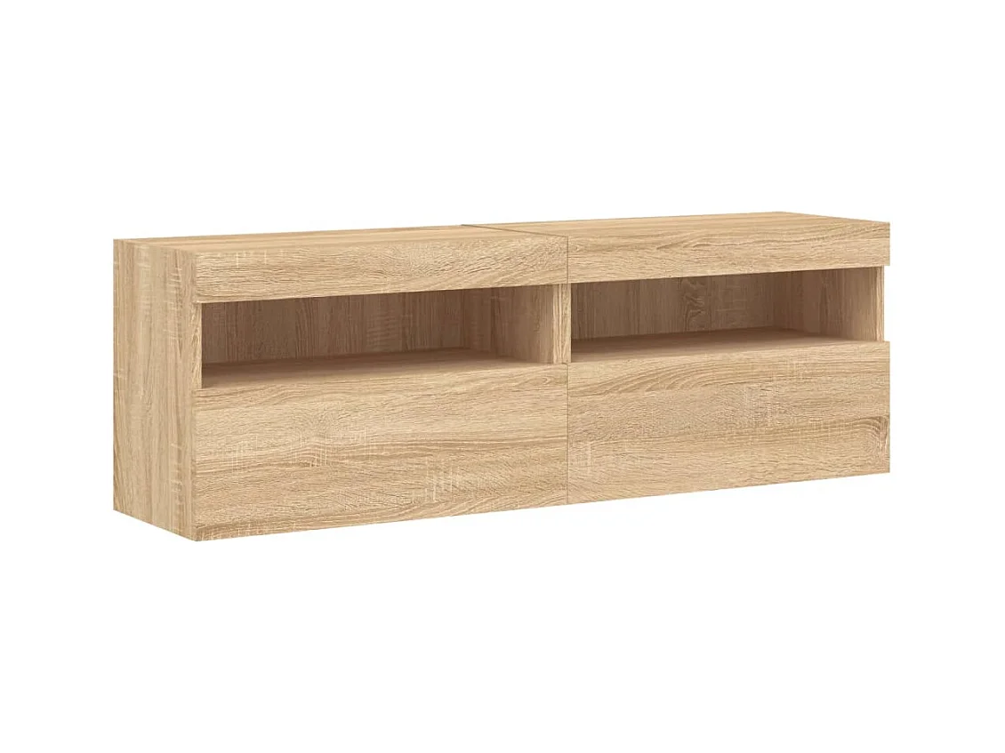 Muebles de TV de pared con luces LED, 2 piezas, roble Sonoma, 60x30x40 cm