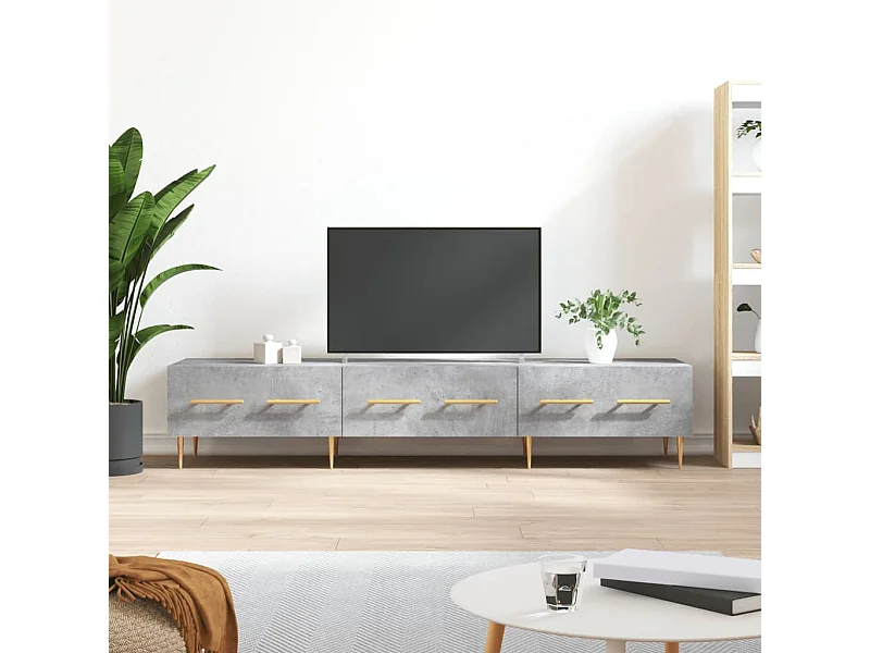 Meuble TV gris béton 150x36x30 cm bois d'ingénierie