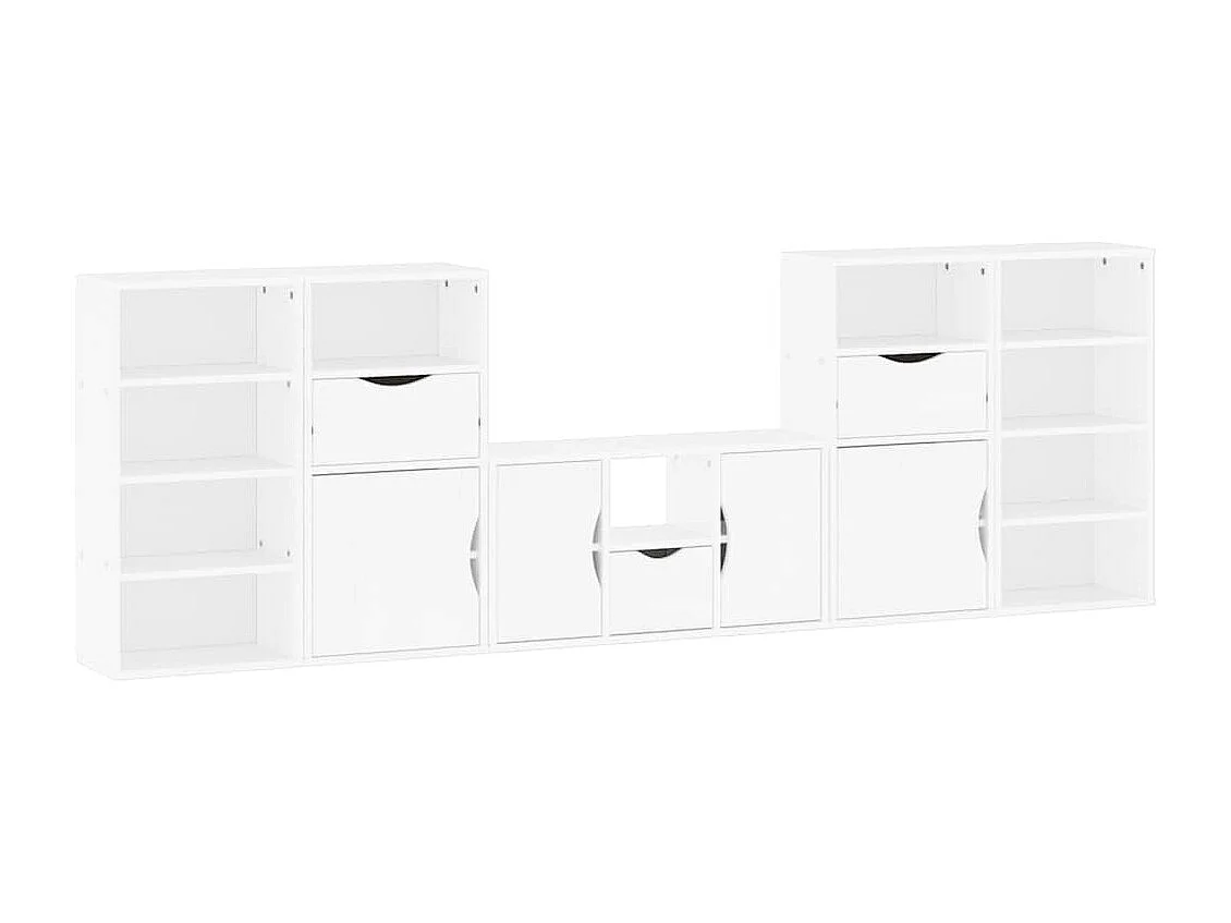 Meubles TV 5 pcs avec rangement ODDA blanc bois de pin massif