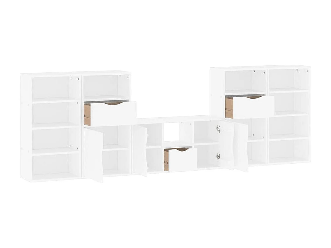 Meubles TV 5 pcs avec rangement ODDA blanc bois de pin massif