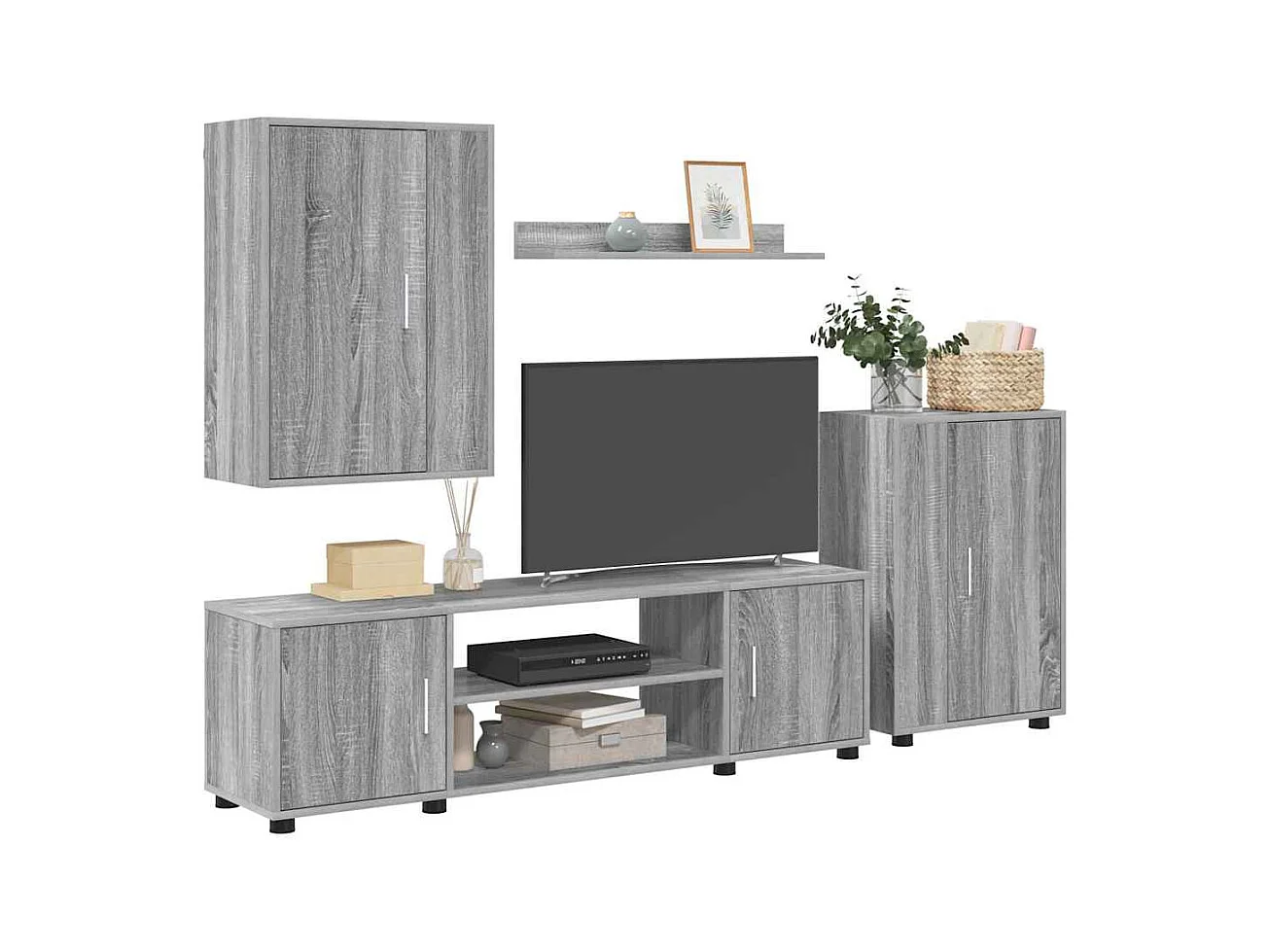 Set di 4 supporti TV da parete, 4 pezzi, grigio Sonoma
