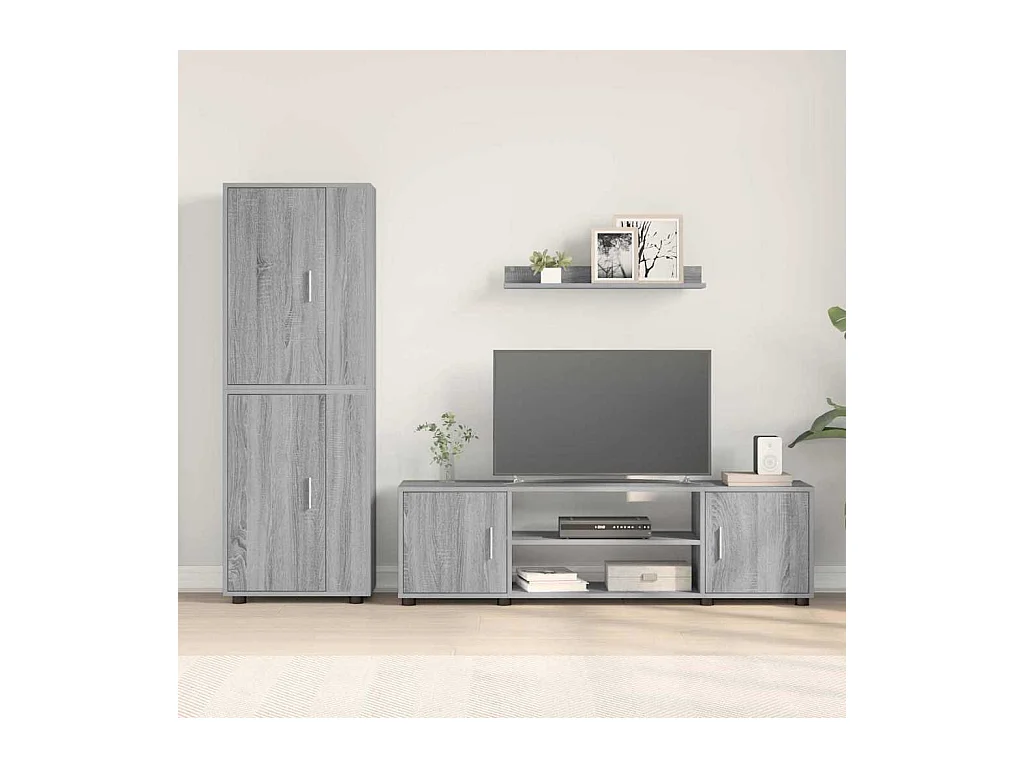 Set di 4 supporti TV da parete, 4 pezzi, grigio Sonoma