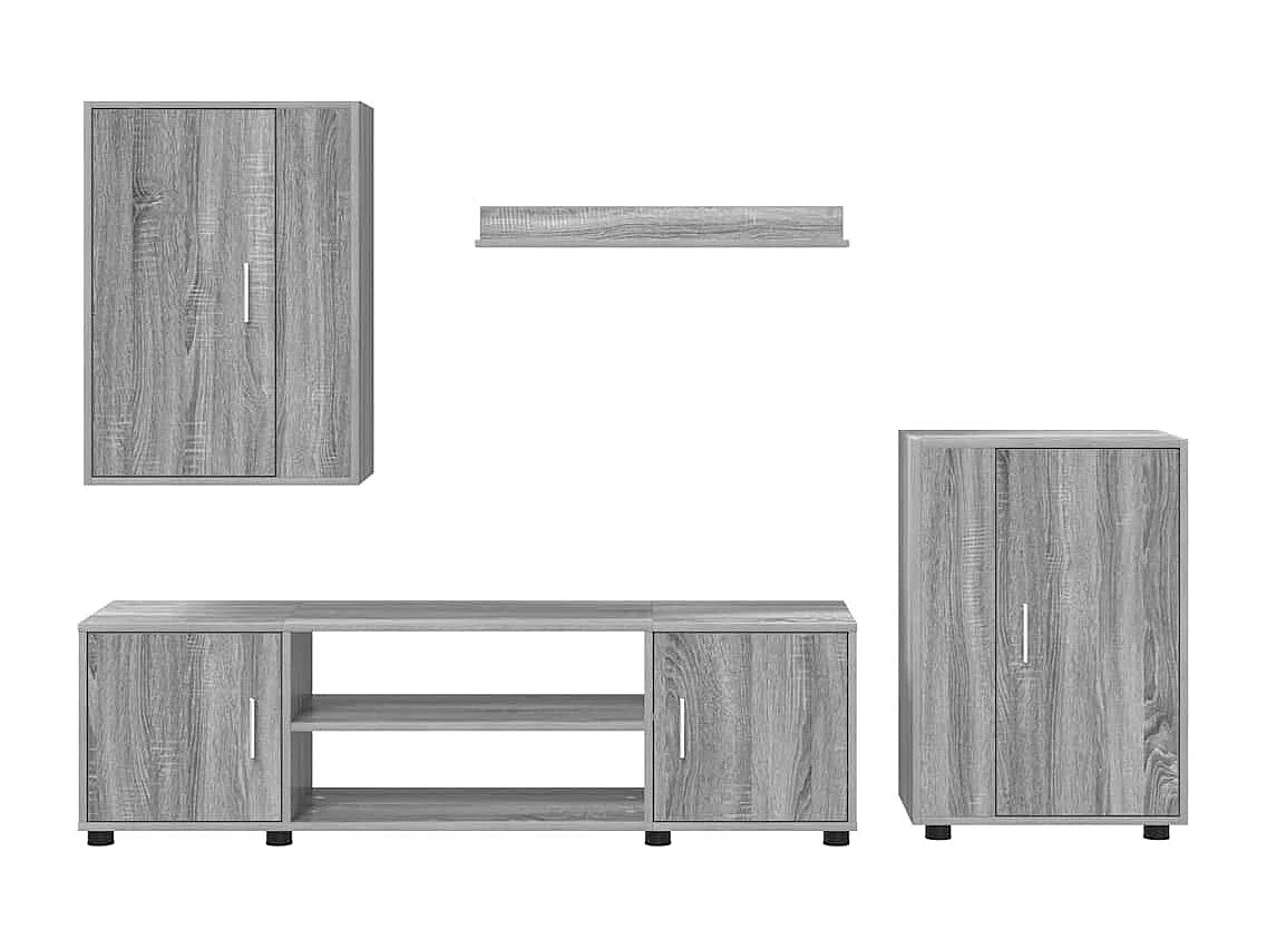 Set di 4 supporti TV da parete, 4 pezzi, grigio Sonoma