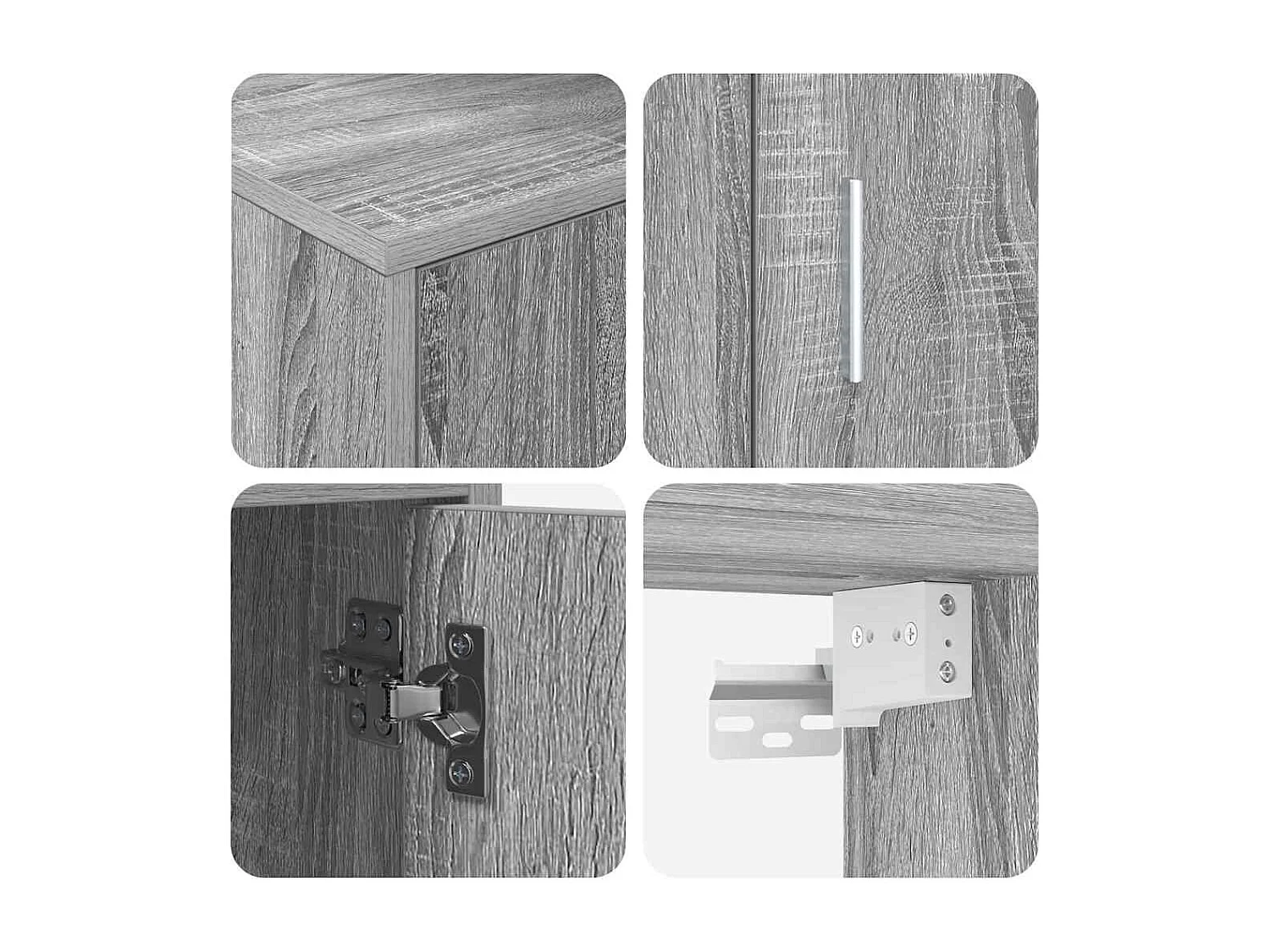 Set di 4 supporti TV da parete, 4 pezzi, grigio Sonoma