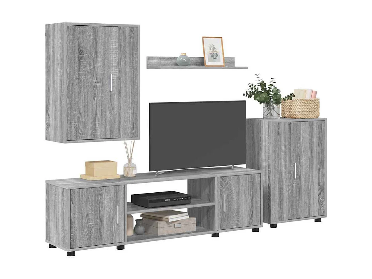 Juego de 4 soportes para TV de pared, 4 piezas, color gris Sonoma