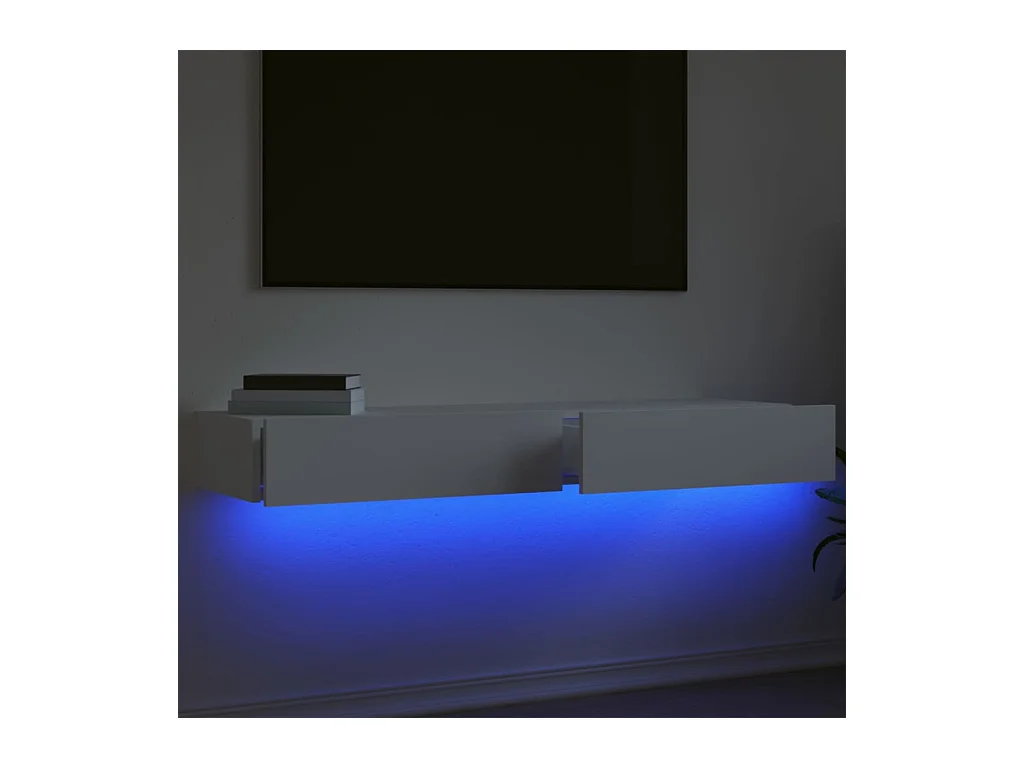 Meubles TV avec éclairage LED 2 pcs blanc 60x35x15,5 cm