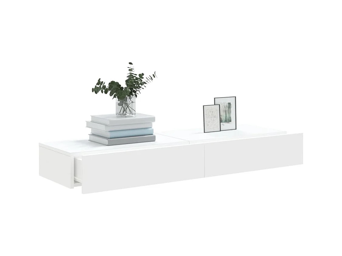 Meubles TV avec éclairage LED 2 pcs blanc 60x35x15,5 cm