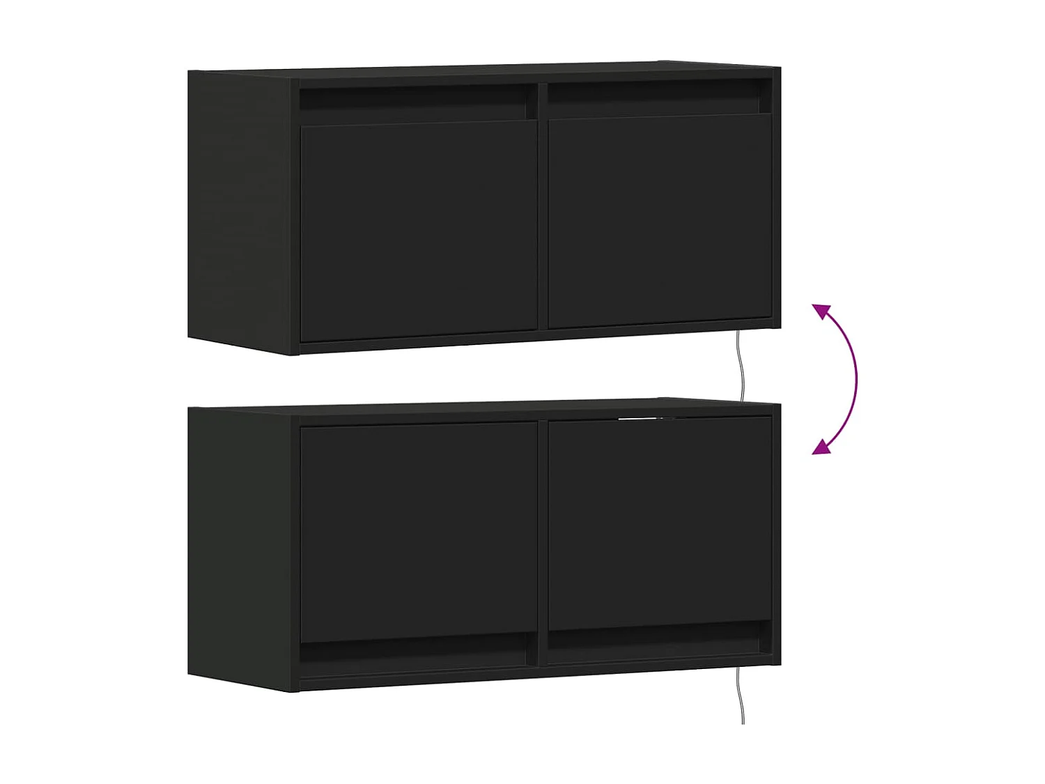 Wandmeubel met LED-verlichting zwart 80x31x35 cm