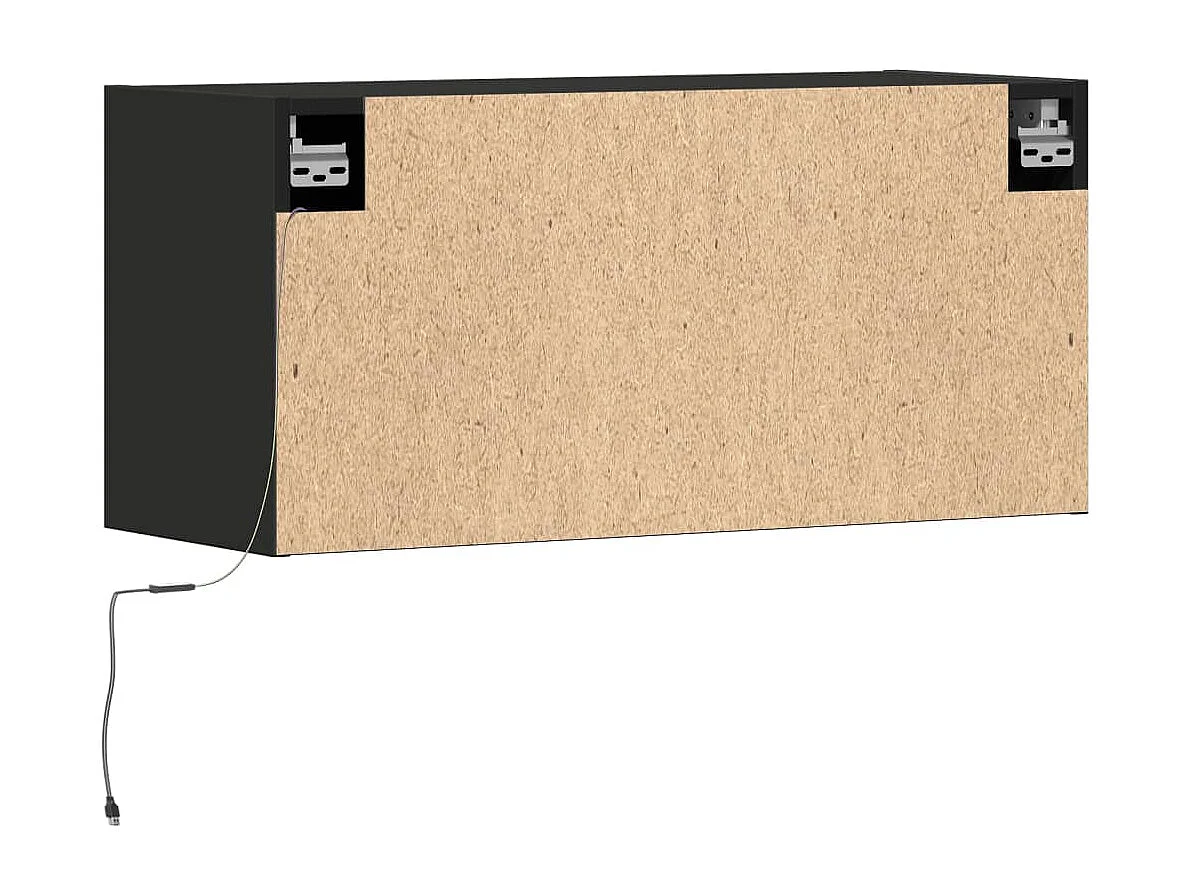 Mobile porta TV a parete con luci LED nero 80x31x35 cm