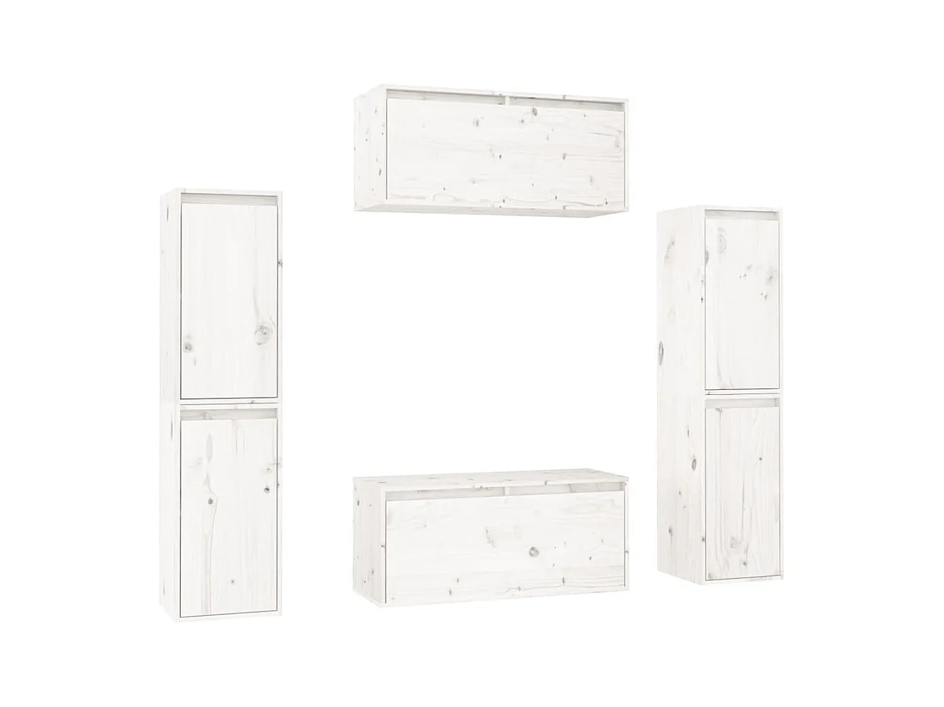 Meubles TV 6 pcs Blanc Bois massif de pin