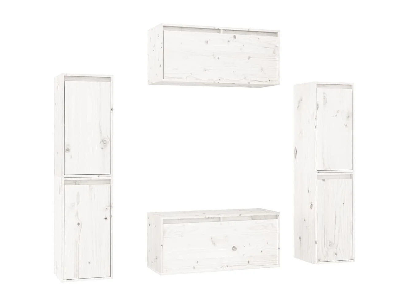 Meubles TV 6 pcs Blanc Bois massif de pin