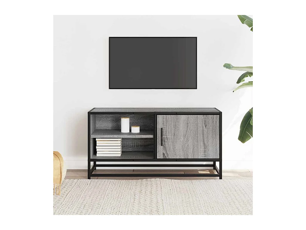 Sonoma grijs tv-meubel 80x34,5x40 cm bewerkt hout en metaal