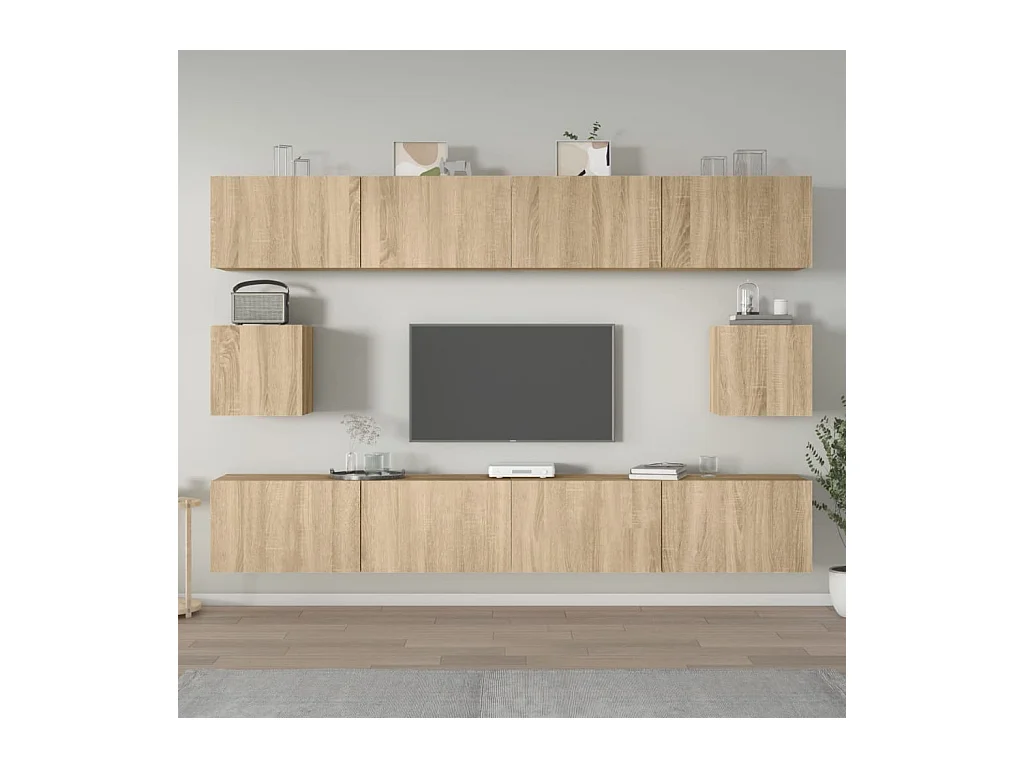 6-delige tv-meubelset Sonoma eiken bewerkt hout