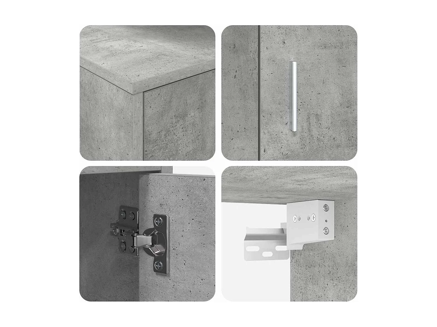 Set di 4 mobili porta TV da parete, 4 pezzi, grigio cemento