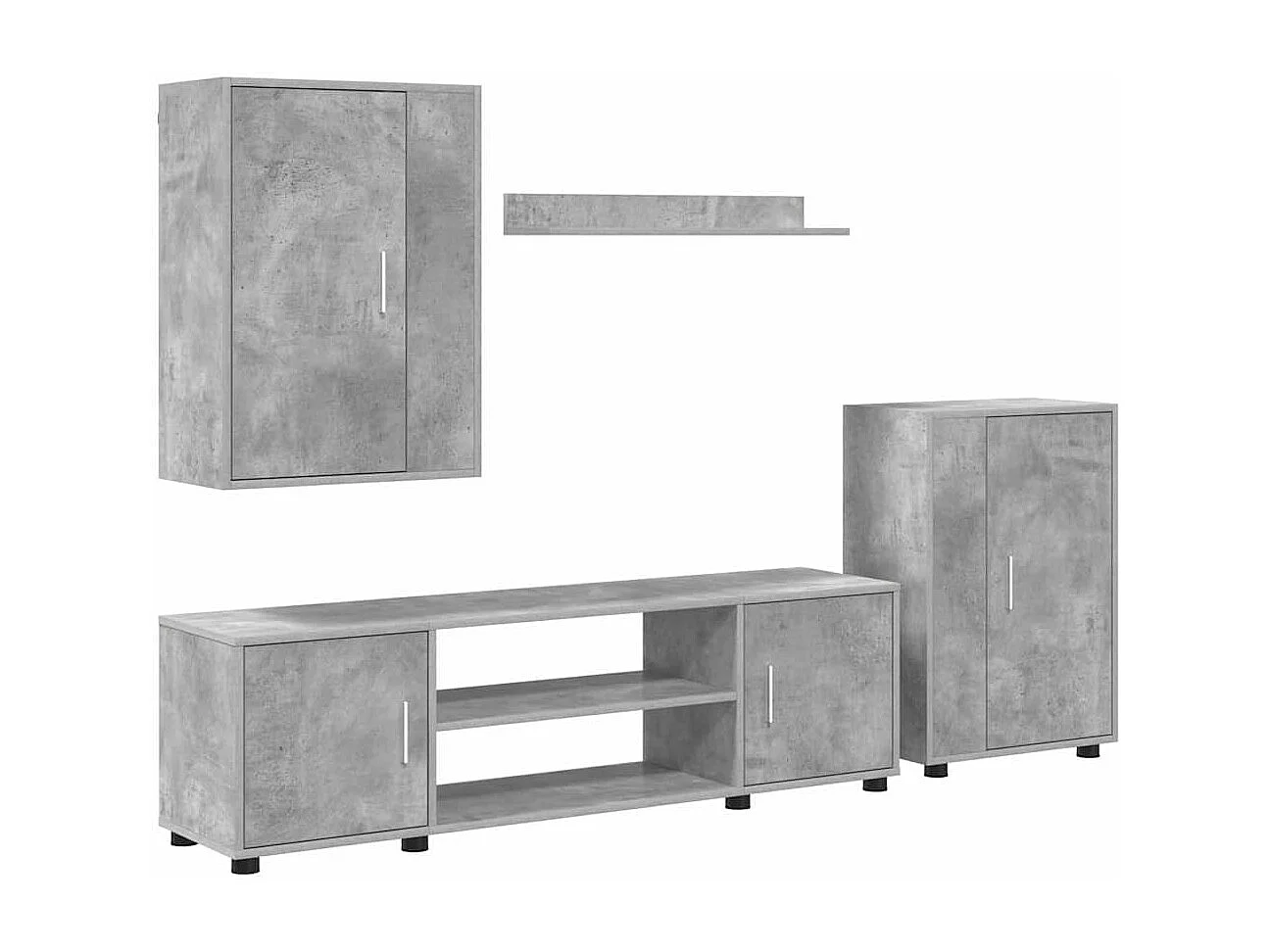 Ensemble de meuble TV 4 pièces Montage mural 4 pcs Gris béton