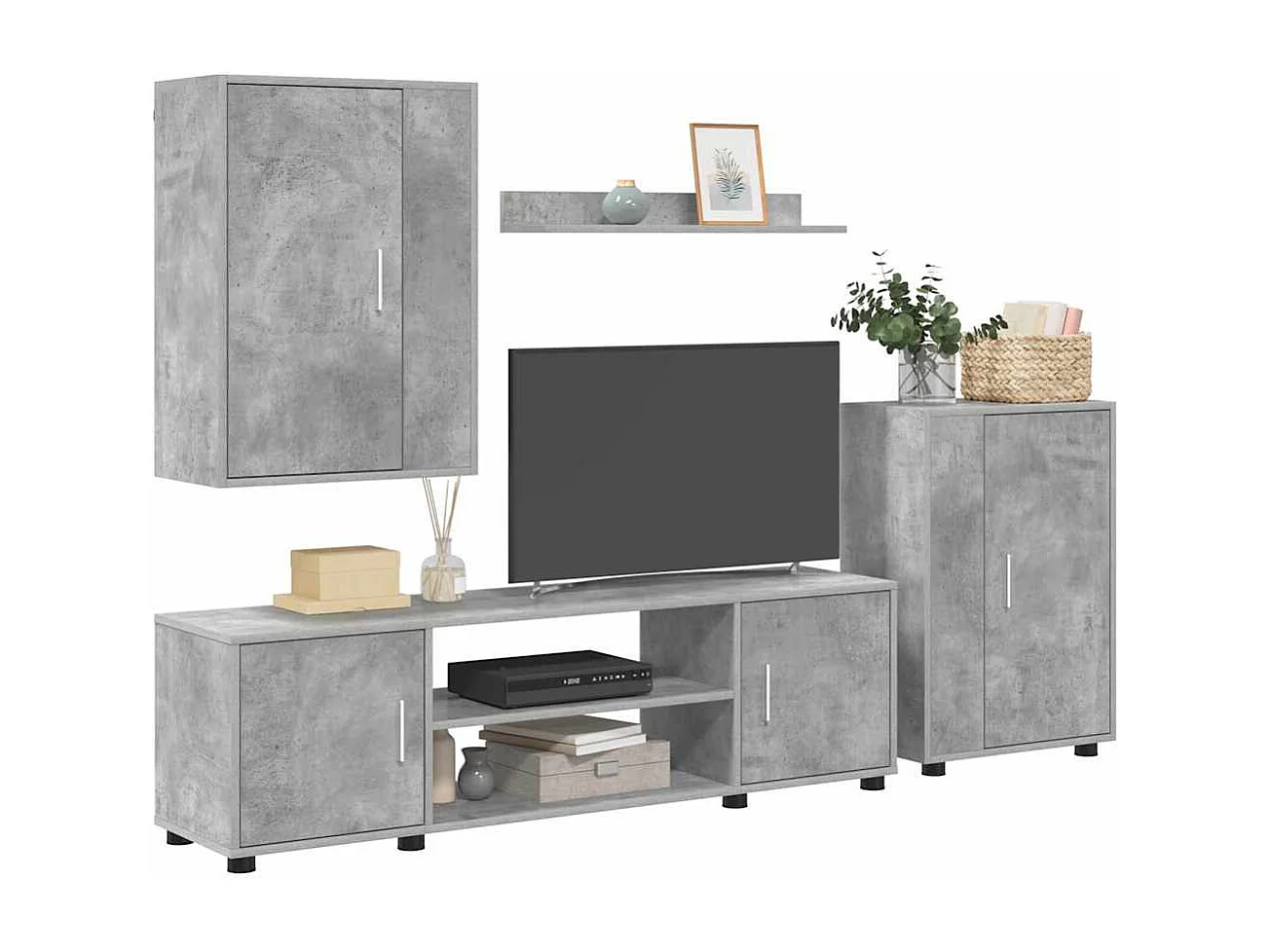 Ensemble de meuble TV 4 pièces Montage mural 4 pcs Gris béton